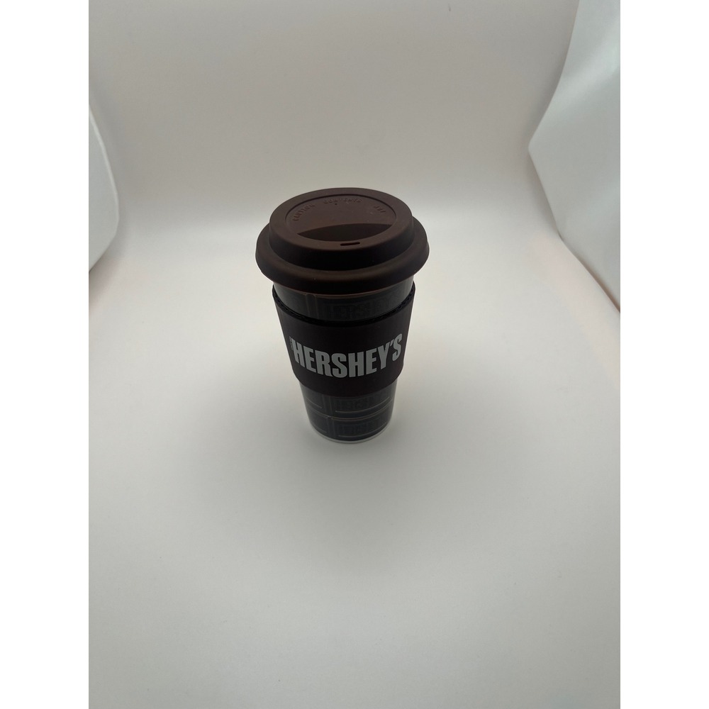 Hersheys Galerie Ceramic Travel Mug Brown Chocolate Bar Wrapper Silicone Lid